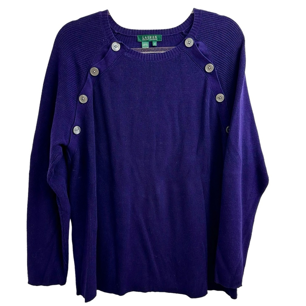 Pure Cotton Knit Sweater Shoulder Buttons Details Plus Size 2X